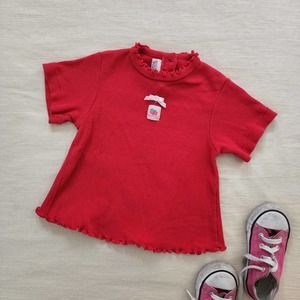 Vintage Strawberry Ribbon Curl Top 2t/3t